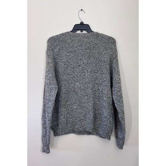 Lands' End Mens Large Crew Neck Green White Long Sleeve Knitted Sweater - Picture 2 of 4